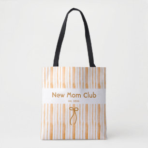 Tela Elegante bolso de tote de rayas de albaricoque Gra