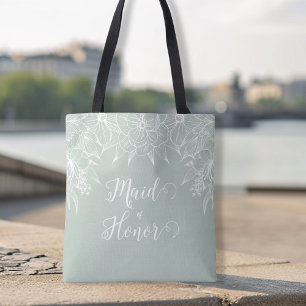 Tela Elegante Bolso Nupcial Floral de Contorno Verde y 
