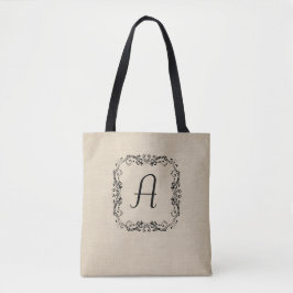 Tela Elegante bolso tote de lona grande con monograma p
