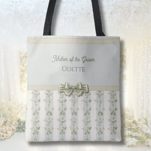 Tela Elegante bolso tote de rayas florales para la madr