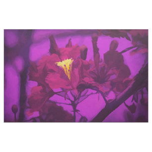 Tela Elegante color de agua morado amarillo hibiscus Fl