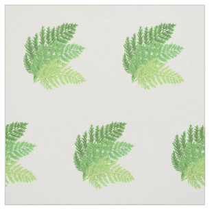 Tela Elegante color de agua verde helechos hojas de bos