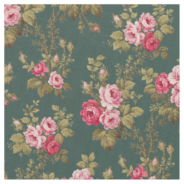 Tela Elegante color rosa rosado de época - fondo verde (De cerca)