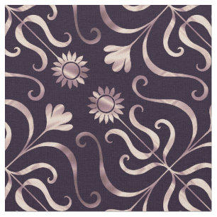 Tela Elegante Damasco Floral Girly Morado Girasol Rosa