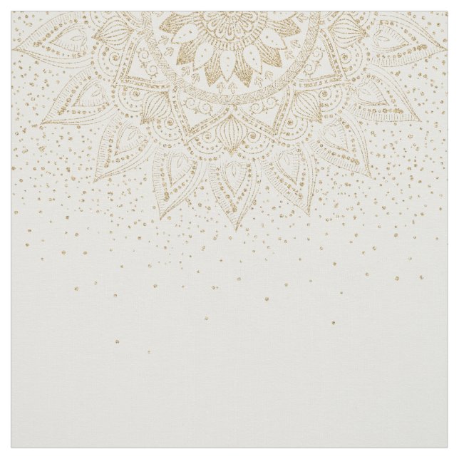 Tela Elegante diseño de puntos dorados de Mandala (Retal)