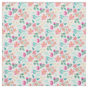 Tela Elegante diseño floral rosa dibujado a mano