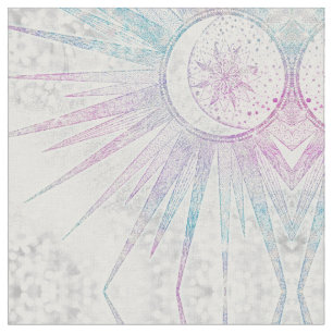 Tela Elegante diseño plateado de luna de sol irlandés