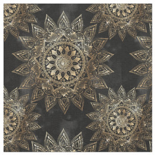 Tela Elegante dorado Mandala diseño negro
