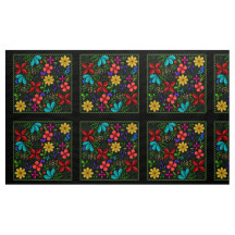 Elegante floral folclórica latina | Negro