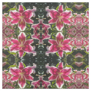 Tela Elegante lirio clásico de flores rosas tropicales
