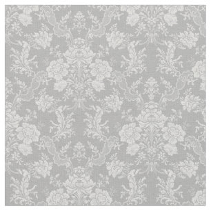 Tela Elegante Moda romántica Damasco floral gris