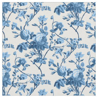 Tela Elegante Moda Vintage Azul Rosa Floral