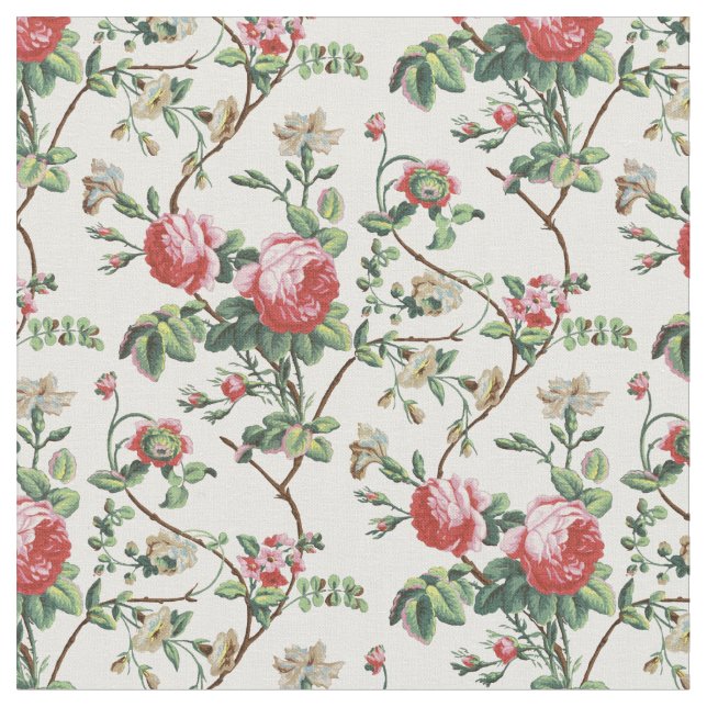 Tela Elegante Moda Vintage Rosa Floral (De cerca)