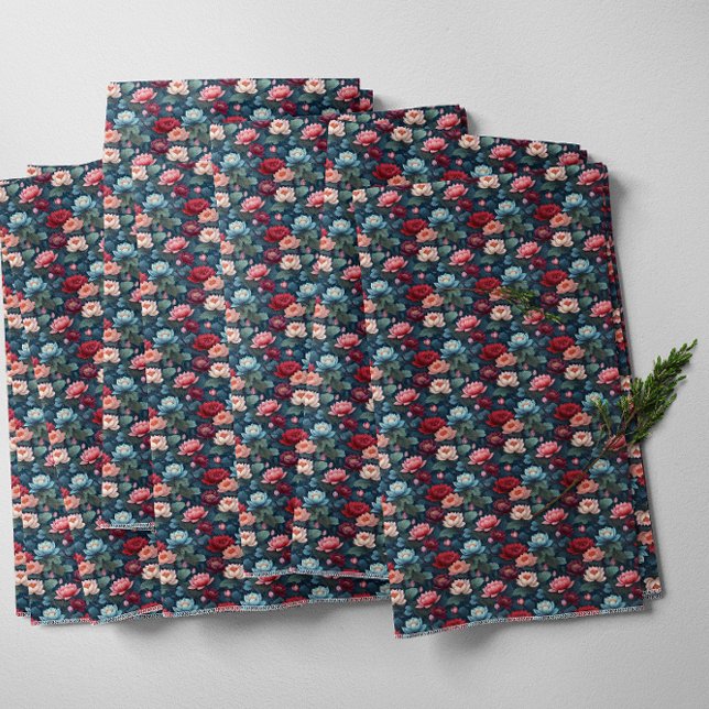 Tela Elegante Moody Modern Lotus Flower Pattern (Elegant Moody Modern Lotus Flower Floral Pattern)