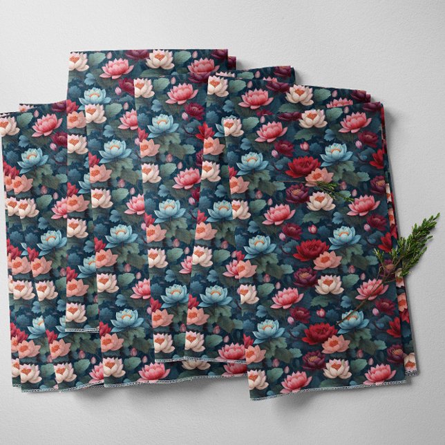 Tela Elegante Moody Modern Lotus Flower Pattern (Elegant Moody Modern Lotus Flower Pattern Fabric )