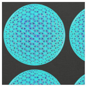 Tela Elegante neón azul verde azulado flor de vida