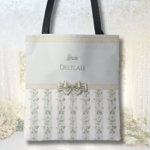 Tela Elegante Novia Flores a Rayas Coqueta Bolso de Man