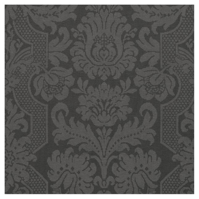 Tela Elegante Ornate Black Victorian Damask (De cerca)