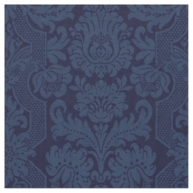 Tela Elegante Ornate Blue Victorian Damask (De cerca)