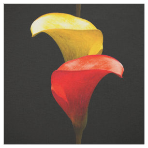 Tela Elegante oro y Crimson Calla Lilies
