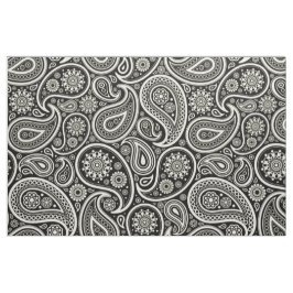 Tela Elegante paisley blanca sobre fondo negro