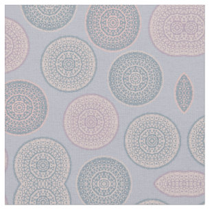Tela Elegante patrón bohemio rosa pastel azul Mandala