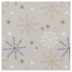 Tela Elegante Patrón de copo de nieve Beige