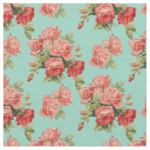 Tela Elegante patrón de rosas rojas rosadas