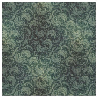Tela Elegante patrón floral de damasco verde vintage