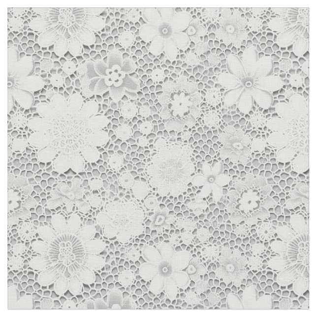 Tela Elegante patrón floral de encaje blanco (De cerca)