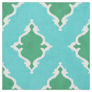 Tela elegante patrón tribal kat de damasco verde azul