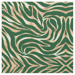 Tela Elegante Purpurina dorado Zebra Green Animal Print