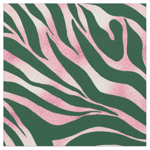 Tela Elegante Rosa Verde Oro Purpurina Cebra