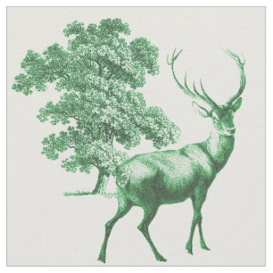 Tela Elegante Rústico Vintage Green Country Toile Deer