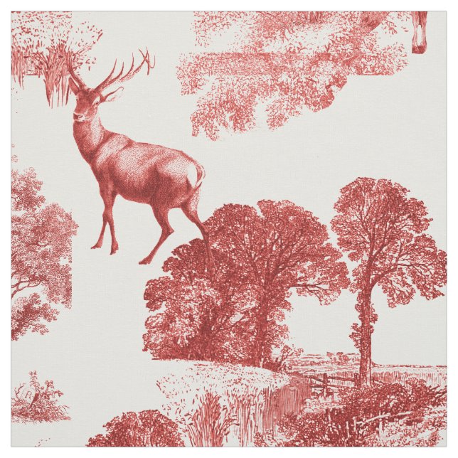 Tela Elegante venado rojo rojo francés pasillo de toile (Retal)