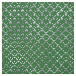 Tela Elegante Verde Escama de Plata Art Déco