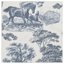 Tela Elegante Viejo Dusty Blue Horse Toile