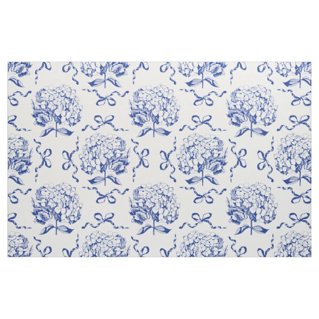 Tela Elegante Vintage Blue Hydrangea Flores ("Cuarto gordo" (fat quarter))