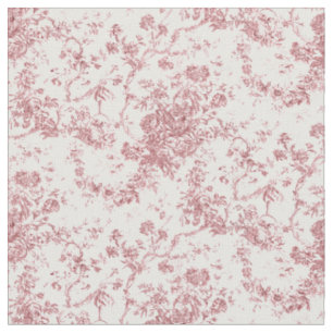 Tela Elegante Vintage Francés Grabado Floral Toile-Rosa