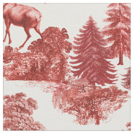 Tela Elegante Vintage Red Toile Deer Woodland