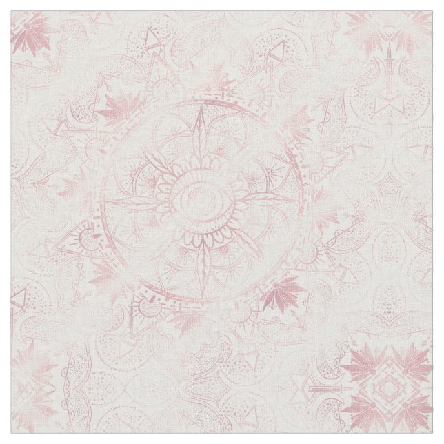 Tela Elegante White Rose Gold Oye Sun Moon Mandala (De cerca)