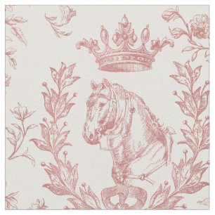 Tela Elegante Y Dusty Red Horse Crown Floral Toile
