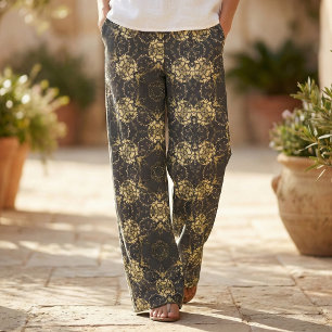 Tela Elegante y elegante Patrón Faux Gold y Black