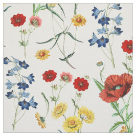 Tela Elegantes adornos botánicos de flores silvestres