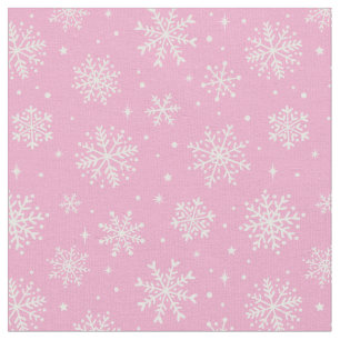 Tela Elegantes copos de nieve blancos sobre fondo rosa