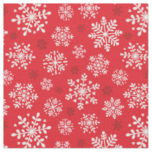 Tela Elegantes copos de nieve blancos y rojo oscuro sob