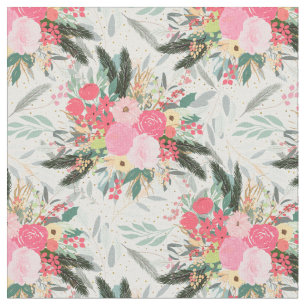 Tela Elegantes Purpurinas blancos florales y dorados