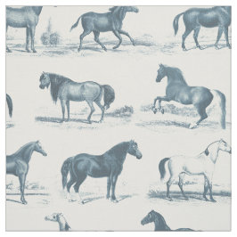 Tela Elegantes razas de caballos azules de época