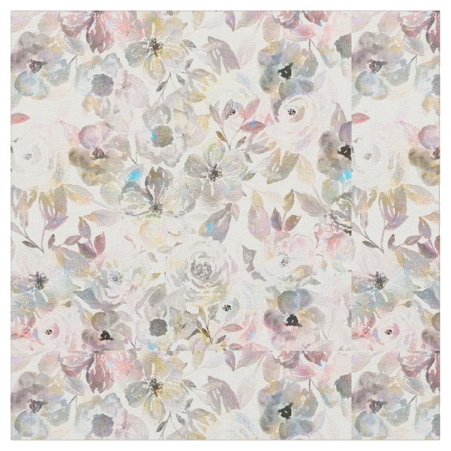 Tela Elegantes rosas de acuarela gris (De cerca)