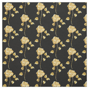 Tela Elegantes Rosas de oro con antecedentes negros